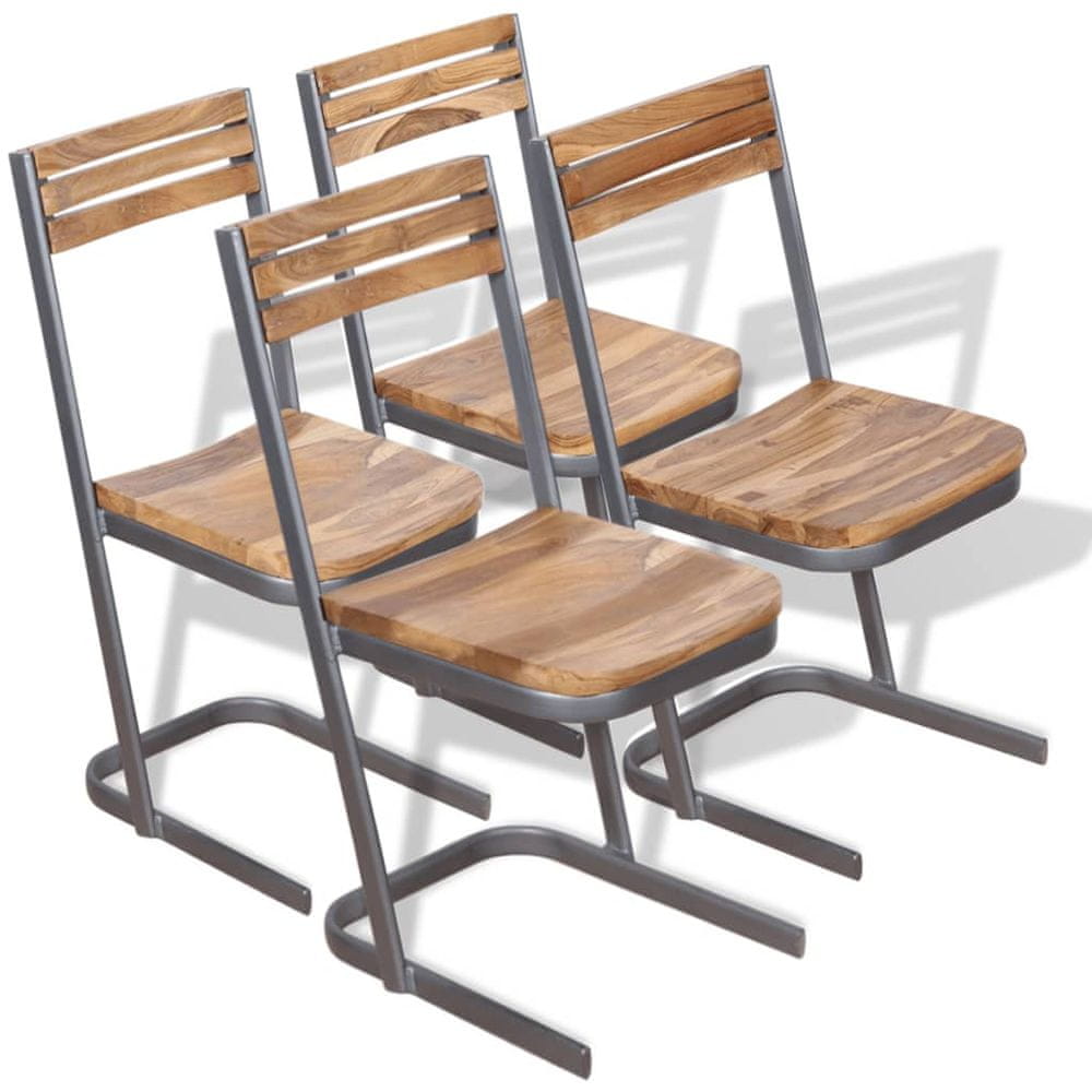 Petromila vidaXL Jedálenské stoličky, 4 ks, masívne teakové drevo
